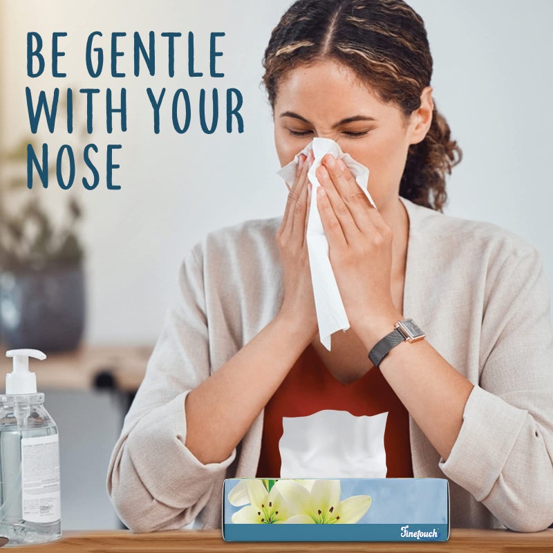 Fine Touch Finetouch 2-Ply Facial Tissues â€“ 6 Boxes of 130 Soft Tissues (780 Total) â€“ Strong & Gentle Tissue for Home, Office, or Travel Use - Image 2